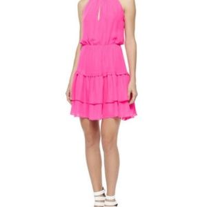 PARKER Hot Pink Quintana 100% Silk Tiered Ruffle K